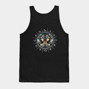 ZODIAC Gemini - Astrological GEMINI - GEMINI - ZODIAC sign - Van Gogh style - 2 Tank Top